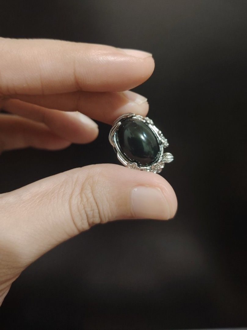 Obsidian oval stone spacer (Category: Rings) located in Caloocan City. Submitted by cherishedfinds (Listing ID 1466115870, Image 1). Description: - Real Obsidian stone - This is a spacer only, can be used as a pendant or bracelet spacer ✨ - Silver plated, non tarnish, non fade under proper care - Spent 500, get a freebie 🎁 You may add items from my other listings 💯.