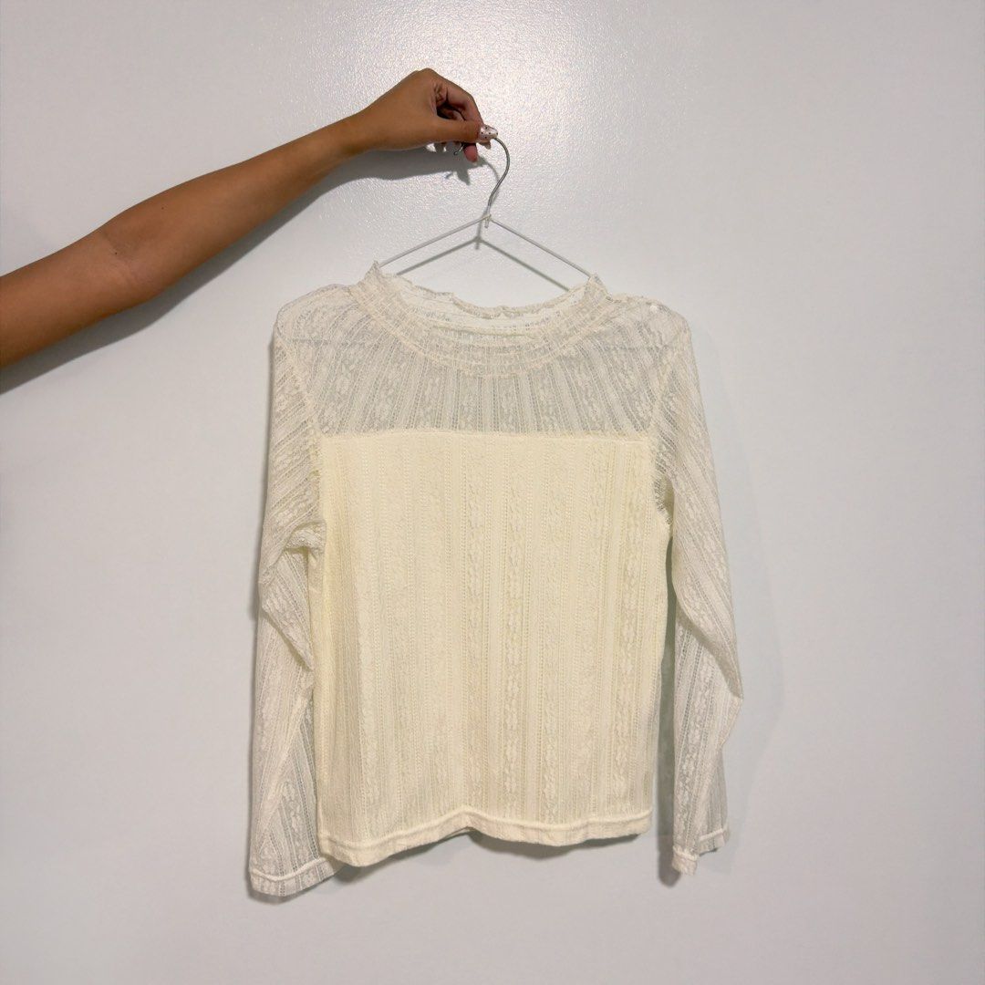 off white sheer longsleeve top (Category: Longsleeves) located in Cebu City. Submitted by cuteoncue (Listing ID 1466147704, Image 2). Description: small-med.