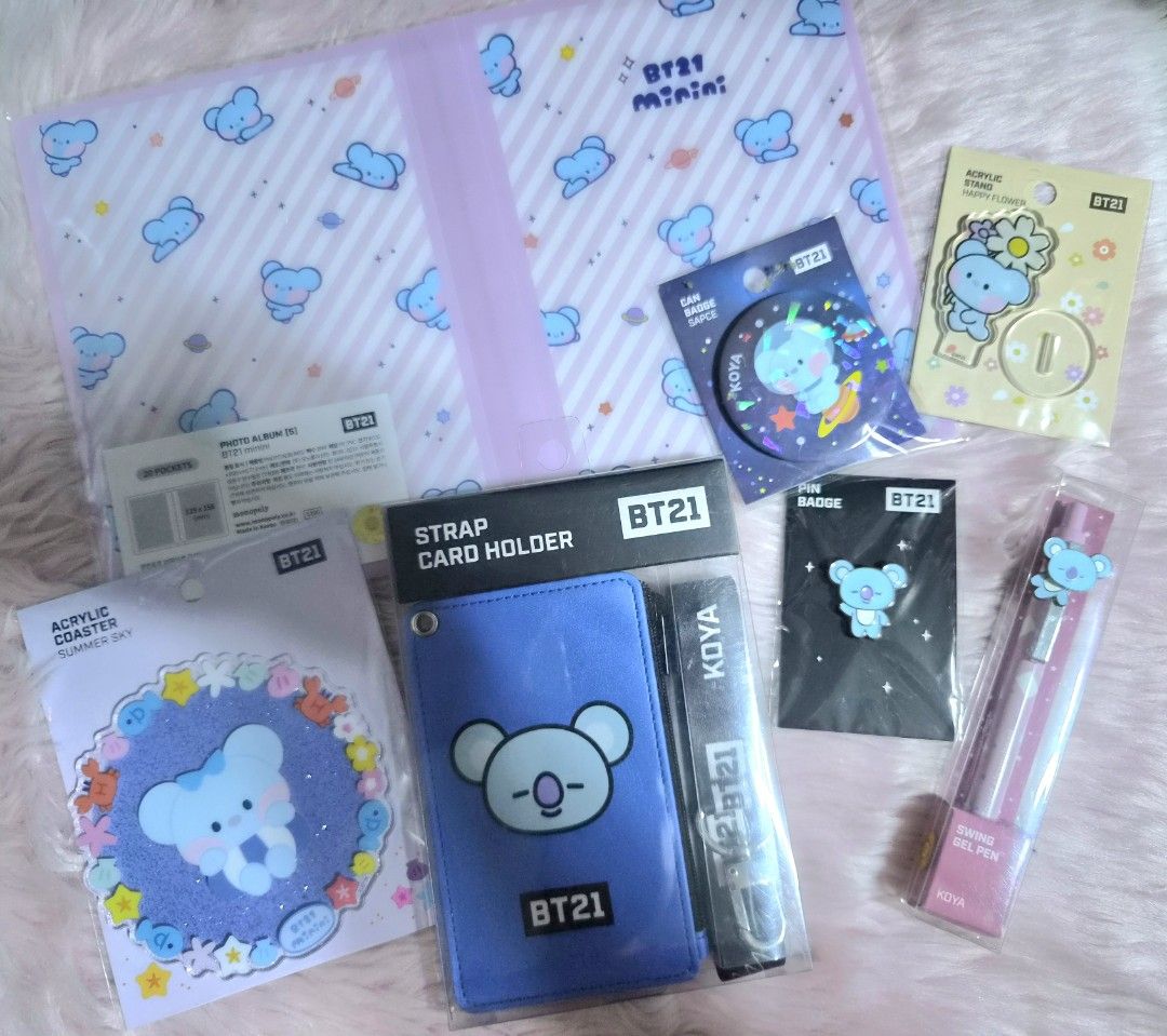 Official BT21 Koya Set 1 (Category: K-Wave Merchandise) located in Makati City. Submitted by meowingfan (Listing ID 1465989824, Image 1). Description: Official BT21 Koya Set 1 photo album, can badge, acrylic stand, swing gel pen, pin badge, strap card holder, acrylic coaster Php 650💸 DM 📩 Makati City 📍 MOP: PAYO via Gcash, Maya,Go Tyme, Maribank, Landbank, BPI MOD: every weekend shipping via JNT.