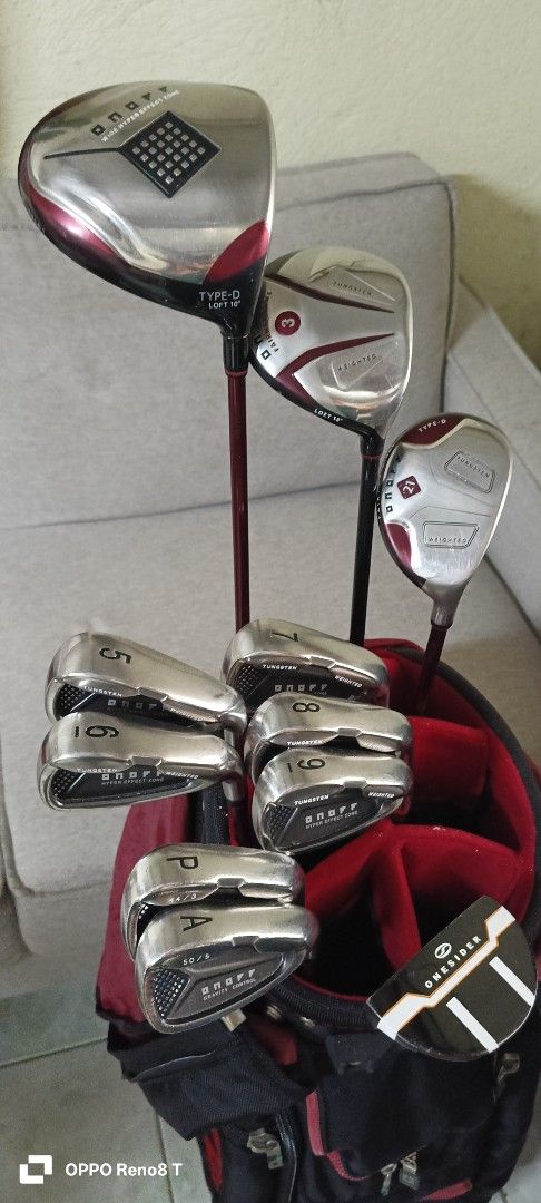 Onoff Golf Set With Bag (Category: Golf) located in Manila. Submitted by toffermalong0574 (Listing ID 1465972839, Image 2). Description: OnOff regular flex graphite shaft cavity back irons Driver 3 wood and Utility wood Putter and bag included 27,800 only. Pick up at Nuvali Laguna or Shipping at buyers expense.
