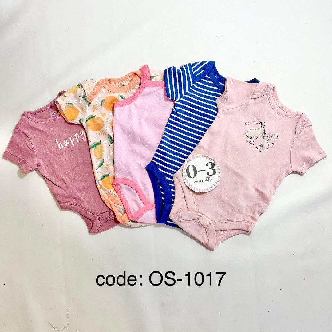OS 1017, 0-3mos, 5n1 onesies (Category: Babies & Kids Fashion) located in Mandaue City. Submitted by eshopmultibrands (Listing ID 1465964236, Image 1). Description: .