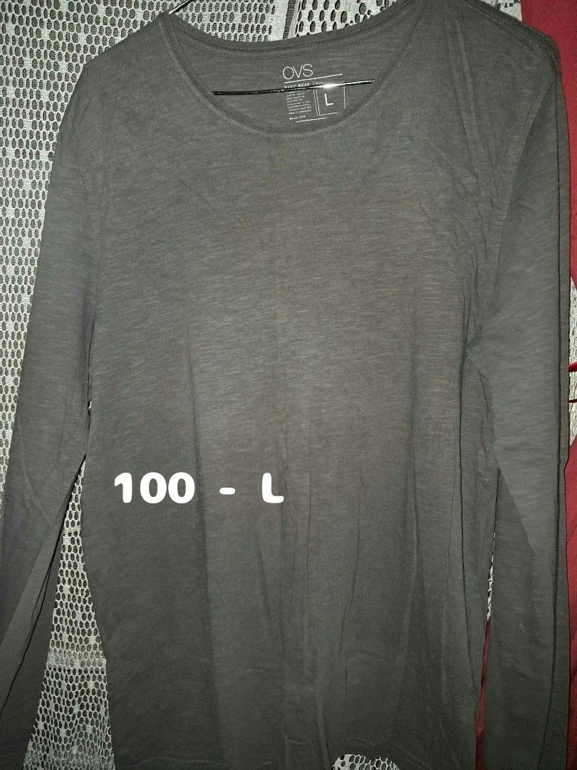 OVS Basic Wear Long Sleeve T-Shirt Size L Grey (Category: Longsleeves) located in Makati City. Submitted by j.angelxa (Listing ID 1465968246, Image 1). Description: - Brand: OVS Basic Wear - Size: L (Tag printed inside collar) - Color: Solid Grey - Material: Soft cotton texture - Design: Classic crewneck, long sleeves - Condition: Excellent layering piece for daily wear.