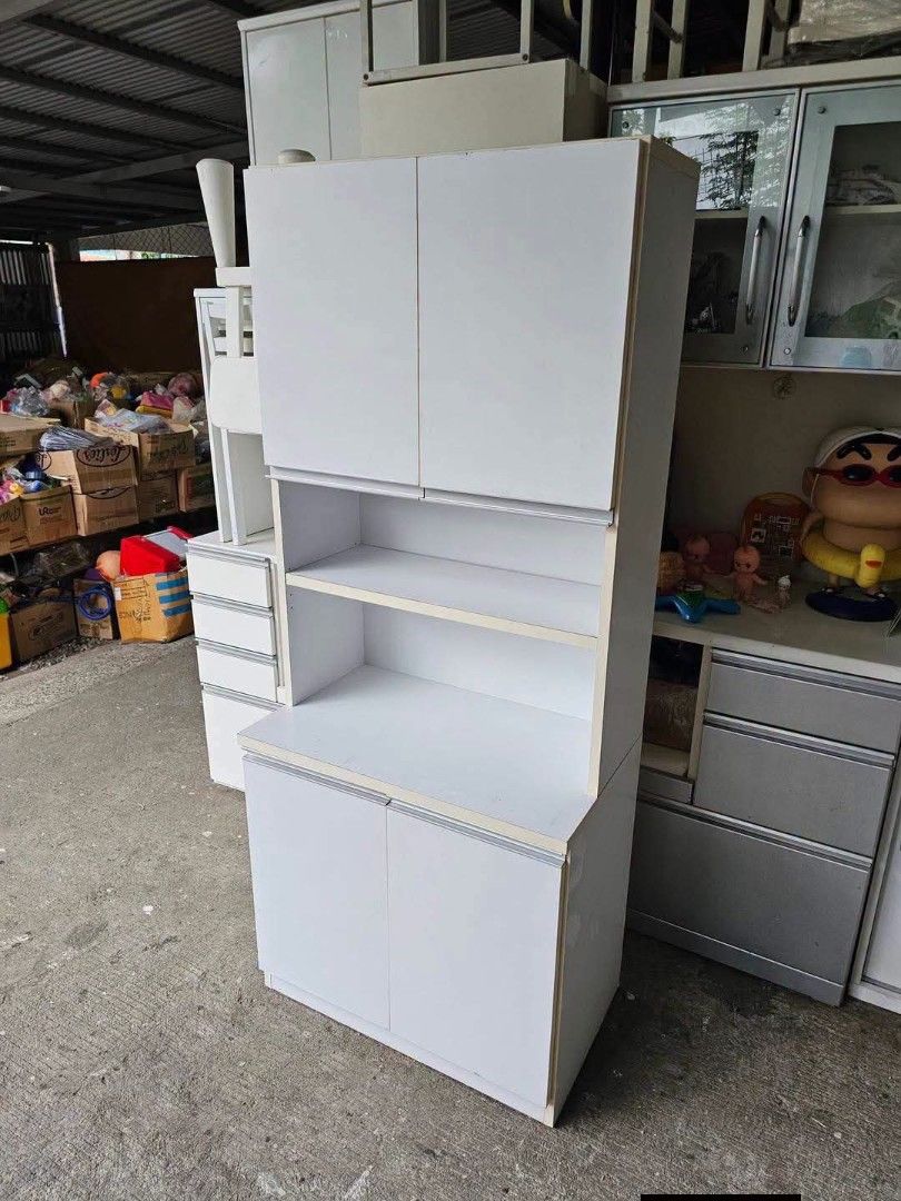 Pantry Cabinet (Category: Shelves, Cabinets & Racks) located in Meycauayan. Submitted by marygracecasimiro (Listing ID 1465961481, Image 3). Description: Pantry Cabinet ‼️₱9800‼️ ✔L-29.5 H-71 W-17.5 inches 📏 ✔4 Doors and 3 Shelfs 🗄 ✔Laminated 🔖 ✔️Compress & Mdf Back! 💢 ✔Scratches As-is! 👌💚 l.