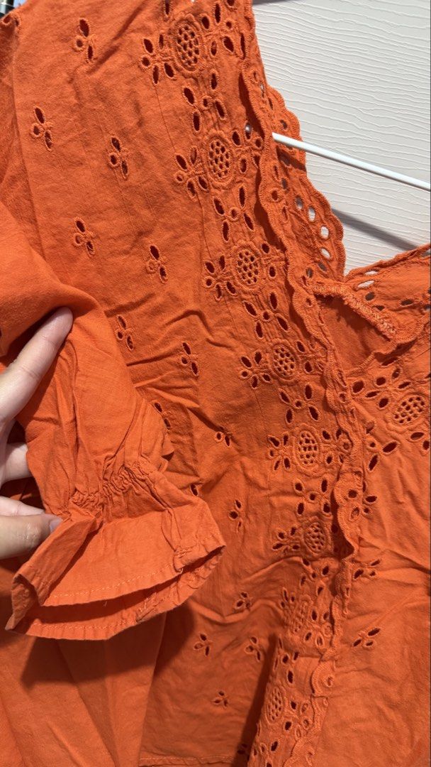 Persimmon Eyelet Top (Category: Blouses) located in Quezon City. Submitted by dinesaur (Listing ID 1466061965, Image 2). Description: M-L.