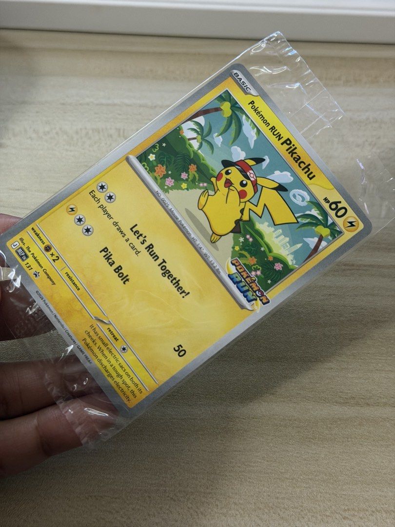 Pikachu 131 Rare (Category: Raw Singles) located in Malabon City. Submitted by pambidgwenn (Listing ID 1466117045, Image 2). Description: I’m not a collector so I am selling this Pokémon Run Philippines 2026 Pikachu Card that I got from the POKEMON 30 Fun Run.