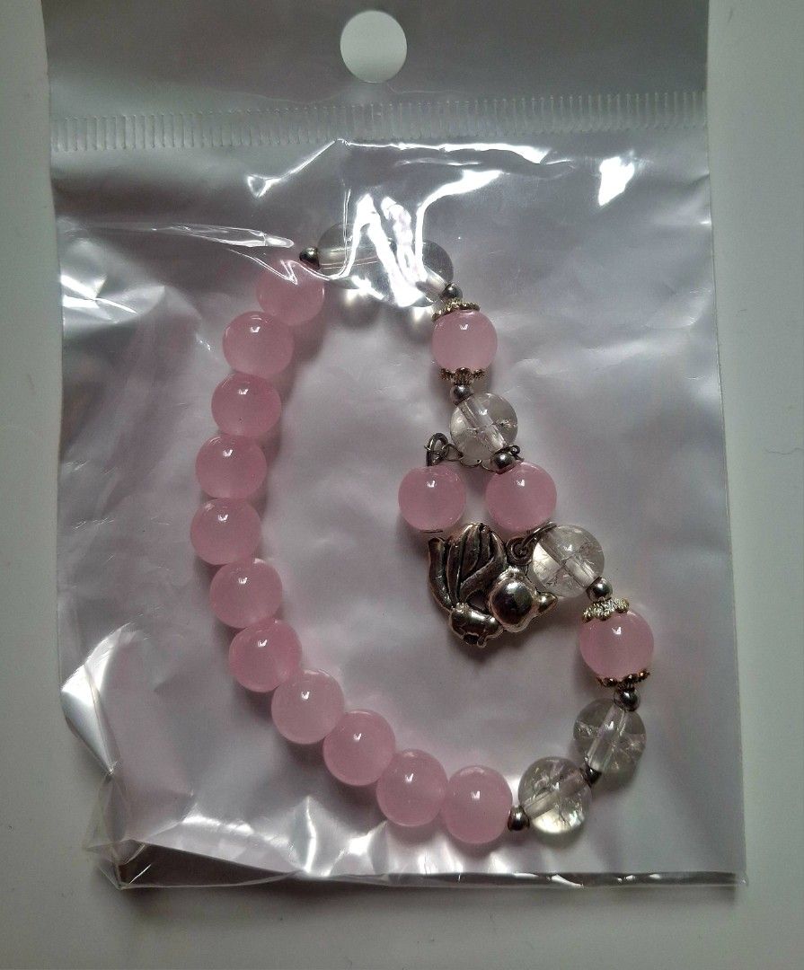 Pink Crystal Beaded Bracelet with Fox Charm (Category: Bracelets) located in Taguig. Submitted by fits.for.less (Listing ID 1466099152, Image 2). Description: 60 pesos MOP: Gcash MOD: lalamove/grab, pick-up if malapit lang.