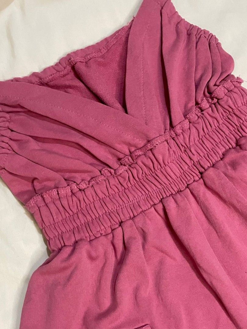 Pink Romper with Cargo Pockets and Tie Straps (Category: Rompers) located in Binan City. Submitted by declutterbyjwy (Listing ID 1466092847, Image 2). Description: shorts length: 14" - cotton fabric - need inner when worn - good as new, never used.