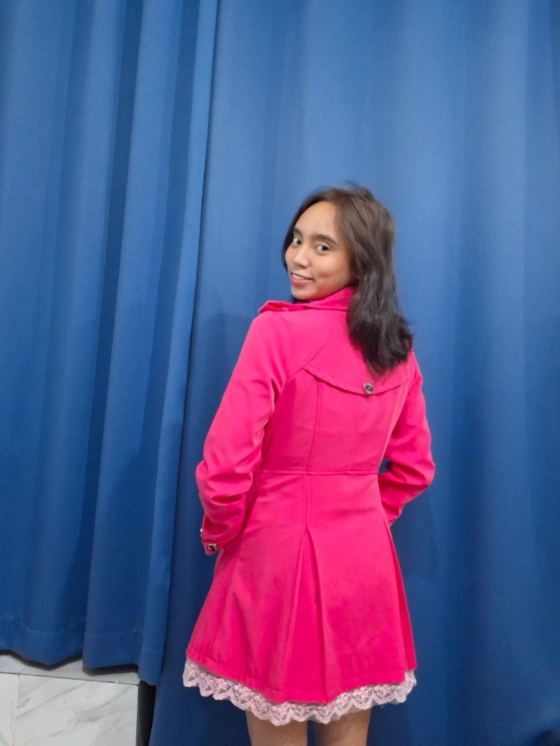 Pink trench coat (Category: Coats, Jackets and Outerwear) located in Quezon City. Submitted by clairy_fairy (Listing ID 1466154356, Image 3). Description: .