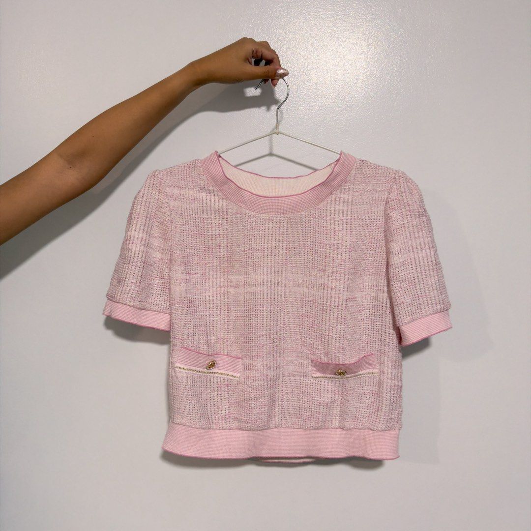 pink tweed top (Category: Blouses) located in Cebu City. Submitted by cuteoncue (Listing ID 1466149022, Image 2). Description: small-med (medium on tag).