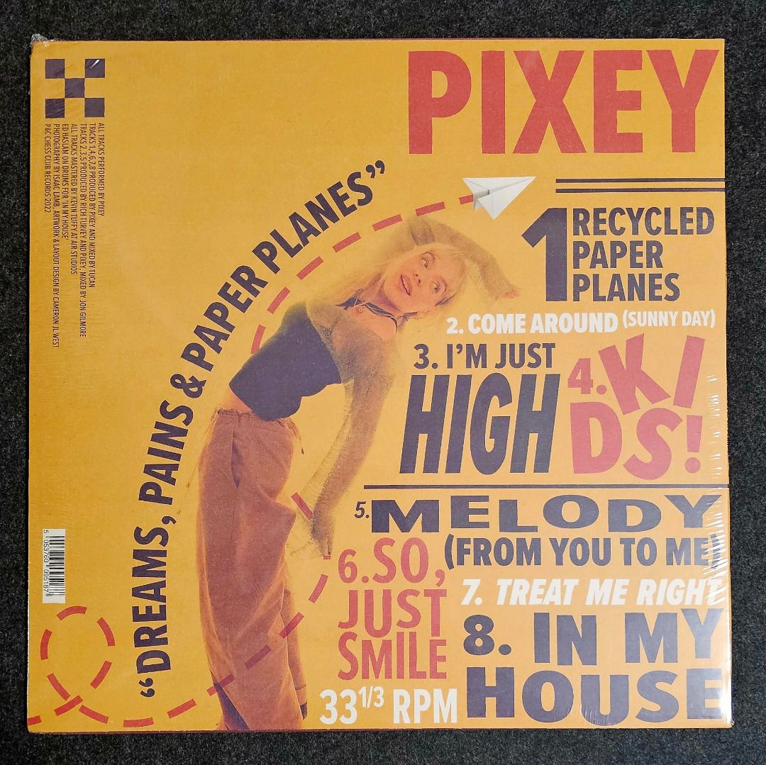 Pixey – Dreams, Pains & Paper Planes (Category: Vinyls) located in Cainta. Submitted by bunnygod (Listing ID 1466062931, Image 2). Description: UK pressed, 2023 Chess Club Records – CCLP15 📀 📂 New/sealed 🎶 Indie Pop A1 Recycled Paper Planes 3:33 A2 Come Around (Sunny Day) 2:52 A3 I'm Just High 3:21 A4 Kids! 3:42 B1 Melody (From You to Me) 3:23 B2 So, Just Smile 3:07 B3 Treat Me Right 3:24 B4 In My House 4:09 .