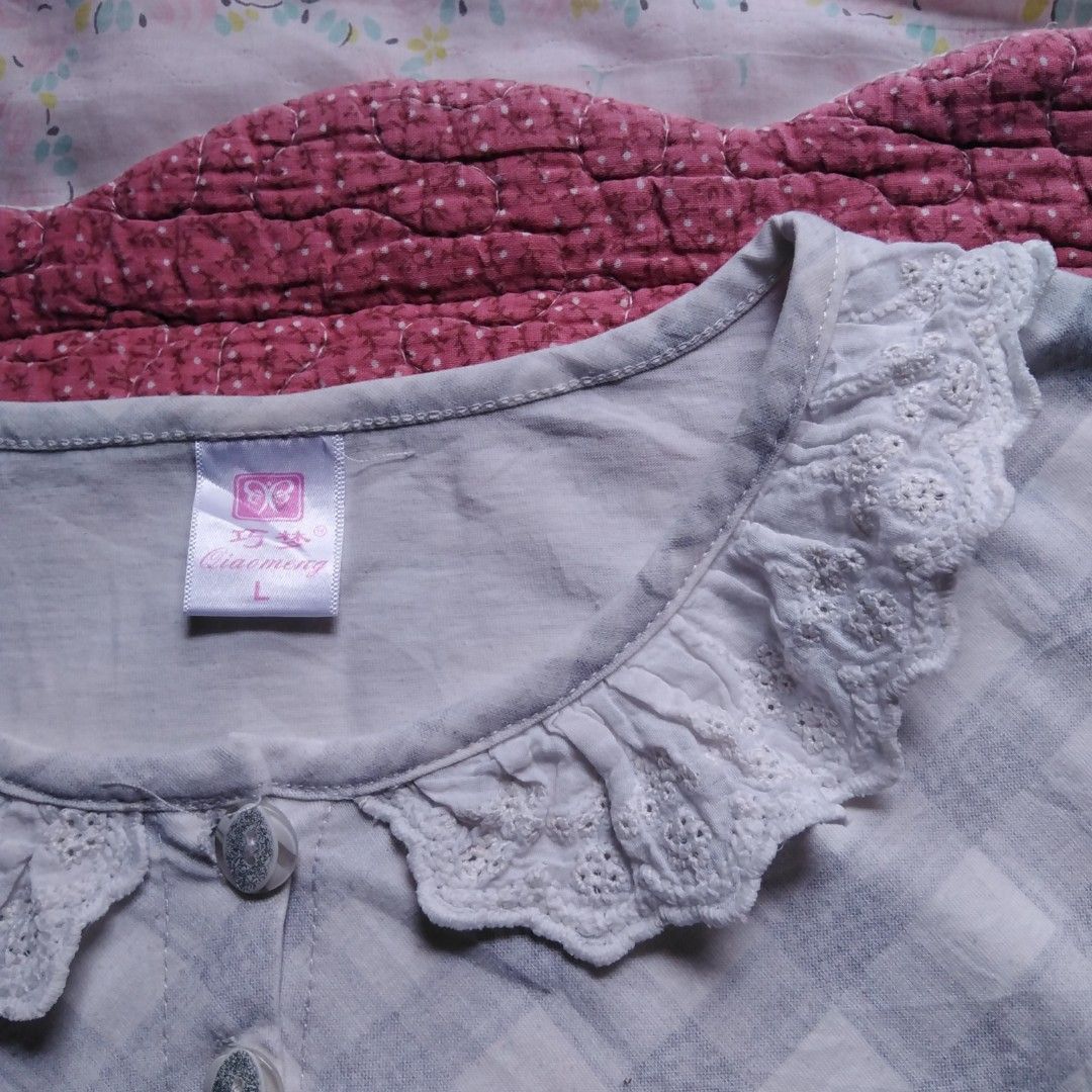 plaid blue babydoll top (Category: Blouses) located in Butuan. Submitted by francheskabeatrice03 (Listing ID 1466092789, Image 3). Description: thrifted, slightly faded on the ruffle ends..