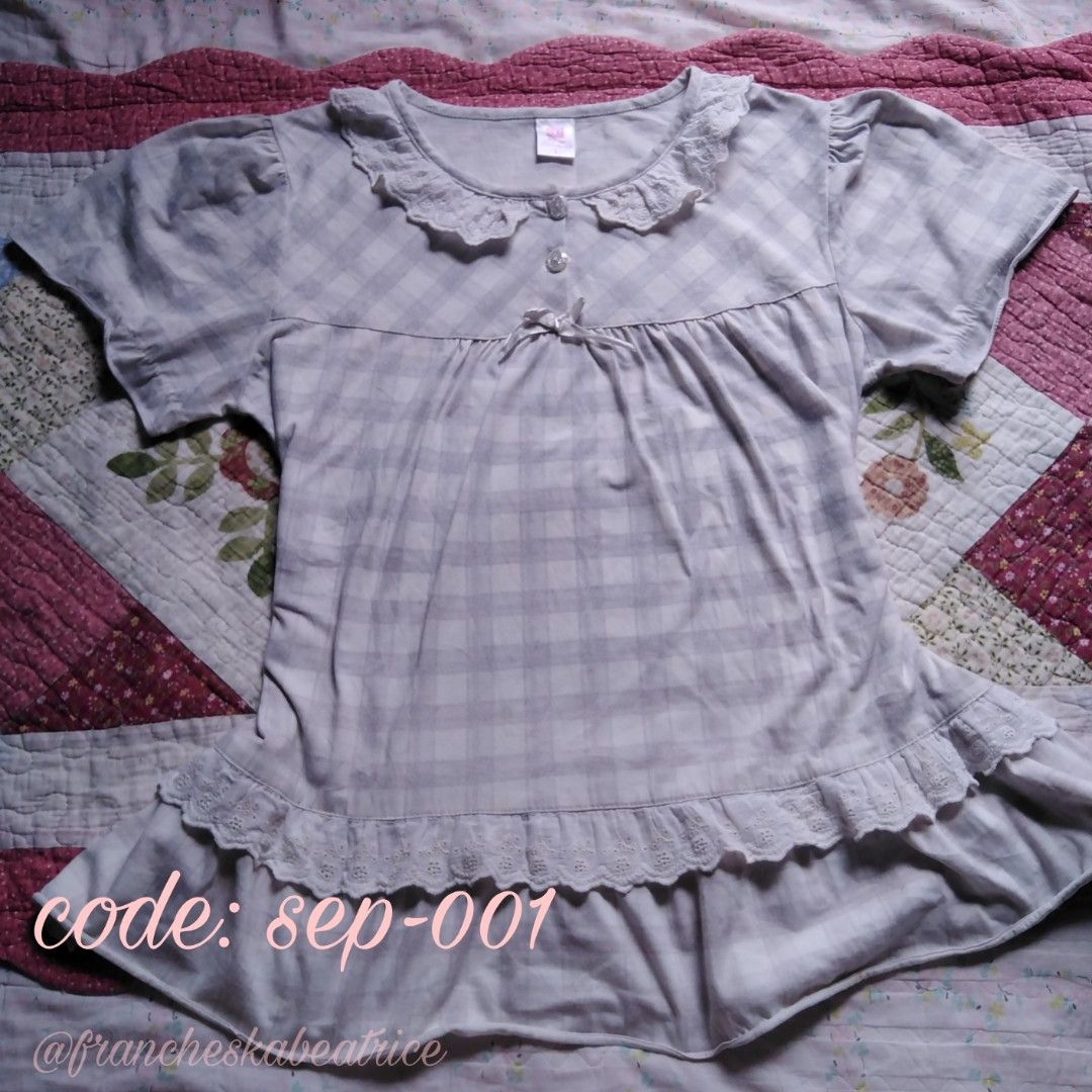 plaid blue babydoll top (Category: Blouses) located in Butuan. Submitted by francheskabeatrice03 (Listing ID 1466092789, Image 1). Description: thrifted, slightly faded on the ruffle ends..