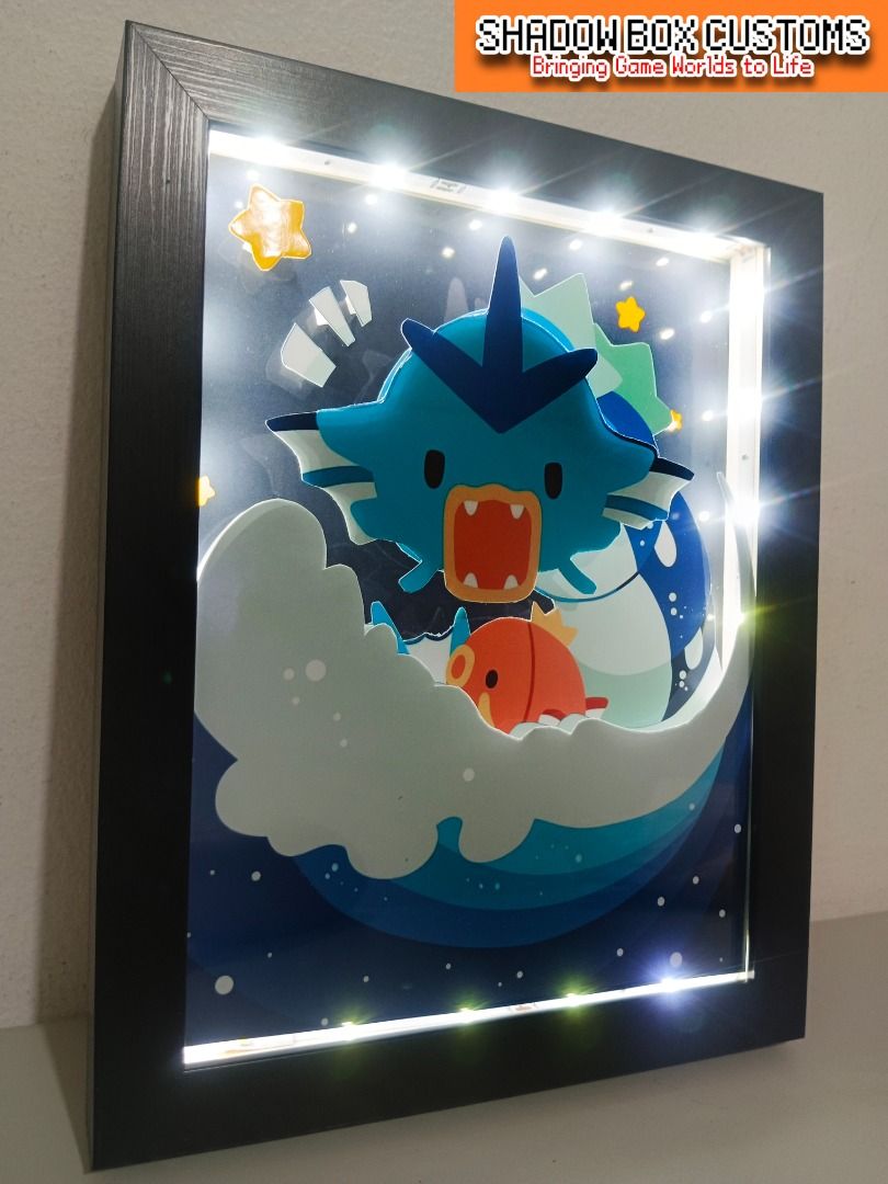 Pokemon Chibi Gyarados & Magikarp Shadow Box (Category: Nintendo) located in Quezon City. Submitted by natzuki10 (Listing ID 1465975434, Image 2). Description: Pokemon Chibi Gyarados & Magikarp Shadow Box Height: 10 inches Width: 8 inches *Handmade Pixel Shadow Boxes *Accepting Customized Designs *Perfect for Gamers & Collectors #videogames #nintendo #roomdecor #collection #gamer #gift .