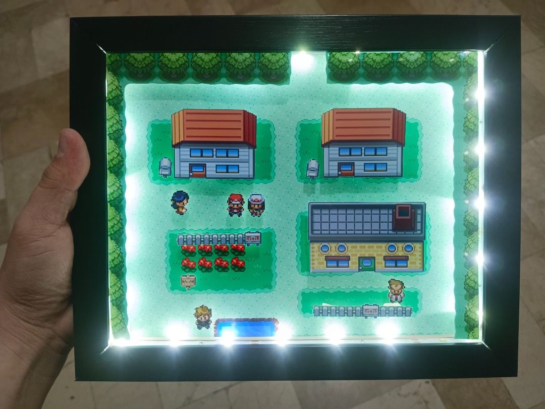 Pokemon Pallet Town Video Game Shadow Box (Category: Nintendo) located in Quezon City. Submitted by natzuki10 (Listing ID 1465976047, Image 1). Description: Pokemon Pallet Town Video Game Shadow Box Height: 8 inches Width: 10 inches *Handmade Pixel Shadow Boxes *Accepting Customized Designs *Perfect for Gamers & Collectors #videogames #nintendo #roomdecor #collection #gamer #giftideas .