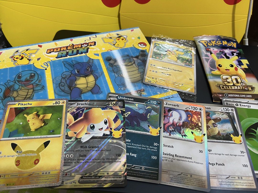 Pokemon Run 30th (Category: Card Packs) located in Manila. Submitted by eggyoLk (Listing ID 1466050827, Image 2). Description: Selling! My 30th Pokemon Run Pikachu (Sealed), Pokemon Run Lenticular Card (Squirtle-Edition) and 30th Celebration booster pack (Opened)..