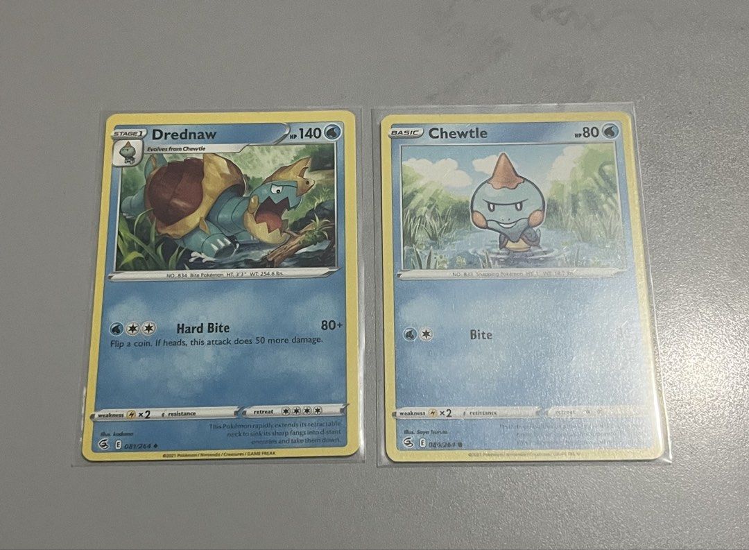 Pokémon TCG “Drednaw & Chewtle” Evolution Set (2021) (Category: Raw Singles) located in Quezon City. Submitted by pwrproductions (Listing ID 1465995606, Image 2). Description: .