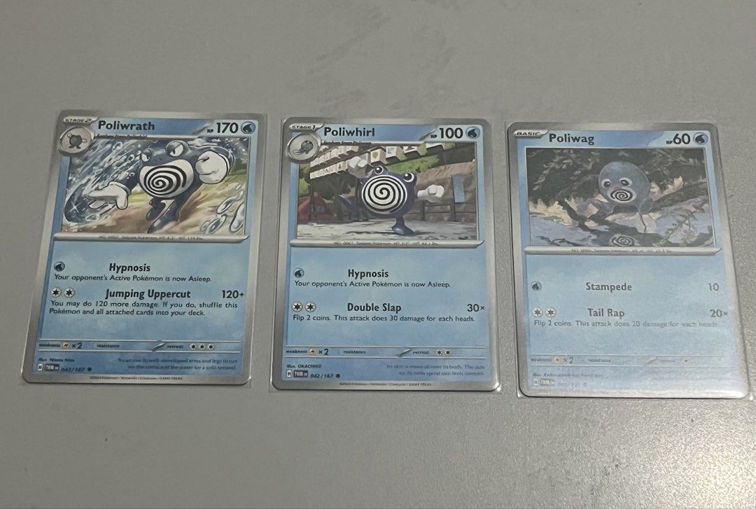 Pokémon TCG “Poliwrath, Poliwhirl, Poliwag” Evolution Set (Category: Raw Singles) located in Quezon City. Submitted by pwrproductions (Listing ID 1465993280, Image 2). Description: .