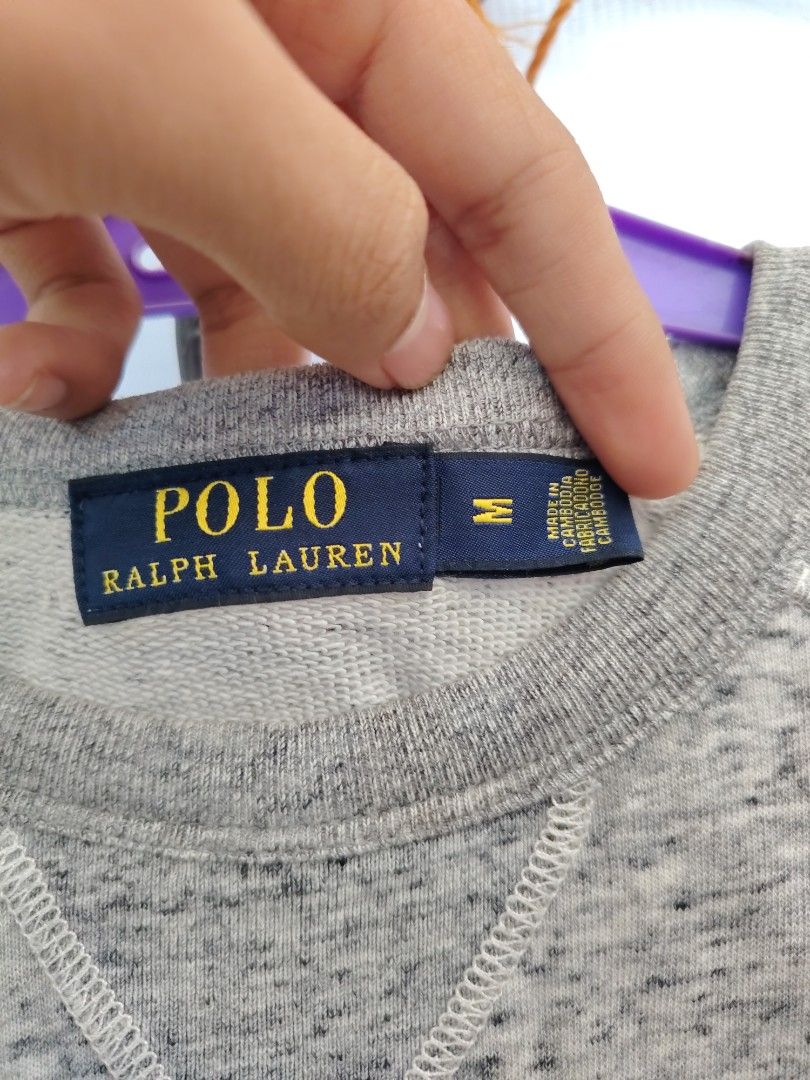 Polo Ralph Lauren Grey Bear Sweatshirt (Category: Coats, Jackets and Outerwear) located in General Santos City (Dadiangas). Submitted by rafaelmir09800 (Listing ID 1466089287, Image 3). Description: - Brand: Polo Ralph Lauren - Style: Grey heather crewneck sweatshirt - Size: Medium (M) - Design: Small embroidered Tuxedo Polo Bear graphic on the chest - Details: Ribbed cuffs and hem for a snug fit - Origin: Made in Cambodia - Condition: Excellent,