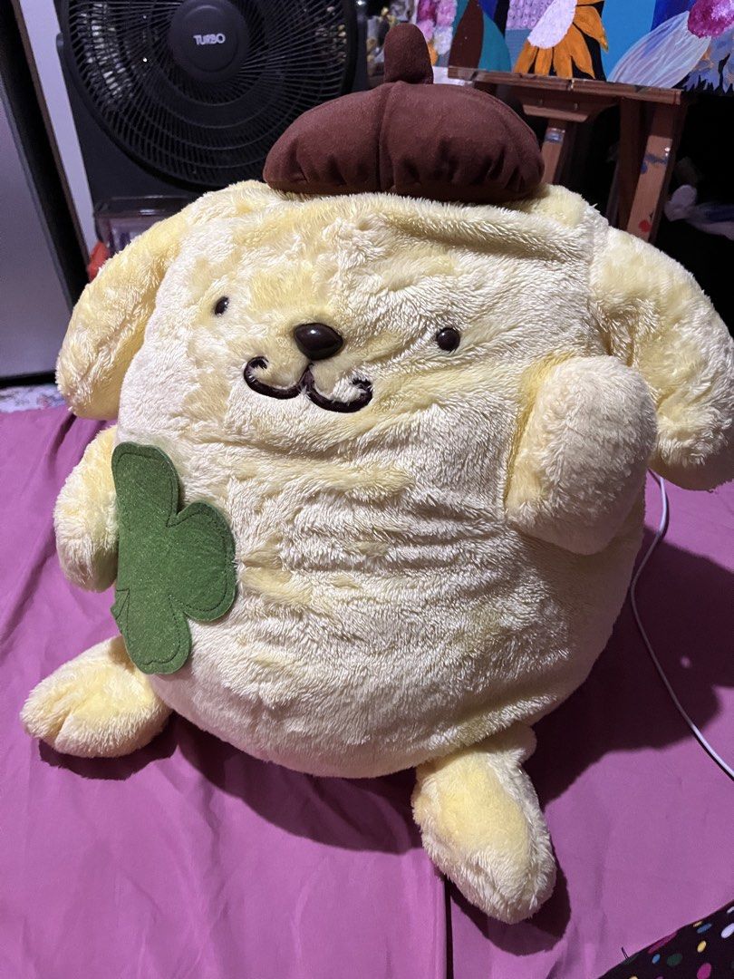 POMPOMPURİN W CLOVER LEAF BIG PLUSH (Category: Plushies & Soft Toys) located in Paranaque City. Submitted by bonsaiart (Listing ID 1466095865, Image 2). Description: Pre owned Good condition Huggable Bulky 3950+sf Payment via gcash or paymaya Shipping via j&t No to cop / cod / meetup.