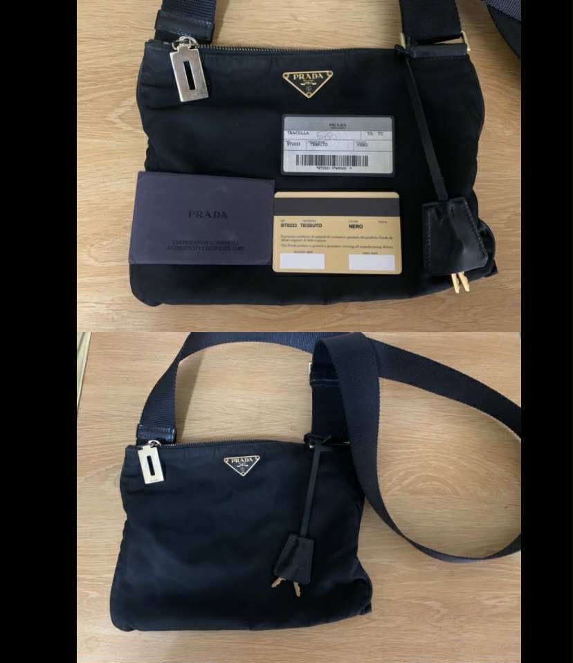 Prada Nylon Slingbag Original (Category: Cross-body Bags) located in Valenzuela. Submitted by clickandshoppreloved (Listing ID 1462833483, Image 2). Description: Prada Nylon Slingbag (unisex) Original with guaranteed card PM Lang po Rfs- Decluttering.