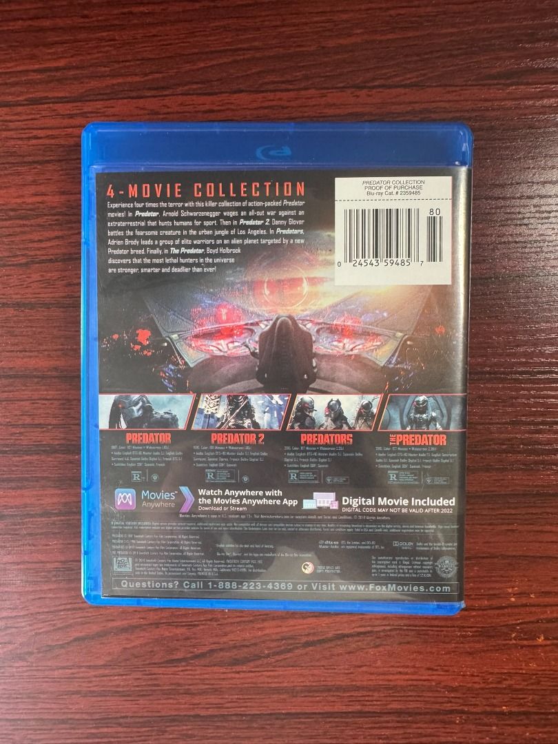 Predator 4-Movie Collection Blu-ray (Category: CDs & DVDs) located in Caloocan City. Submitted by ironman_collector81 (Listing ID 1466031194, Image 2). Description: - 4-Movie Collection: Includes Predator, Predator 2, Predators, and The Predator - Format: Blu-ray - Condition: Plays great, discs are securely held in the case - Perfect for sci-fi and action movie fans looking for the complete series FOR SALE ONLY NO SWAP Original I Only Accept gcas