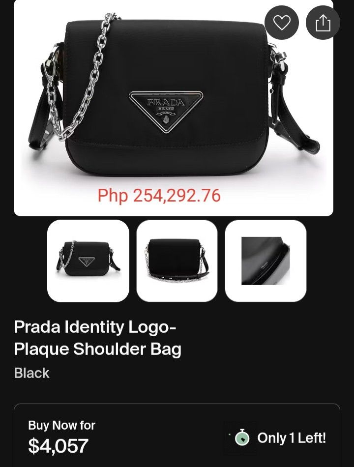 Preloved Auth. Prada Identity Logo Plaque Shoulder Bag S (Category: Luxury Bags & Wallets) located in Alicia. Submitted by celynahambotruecelyna39 (Listing ID 1466095149, Image 2). Description: In good condition,issue sling replacement.
