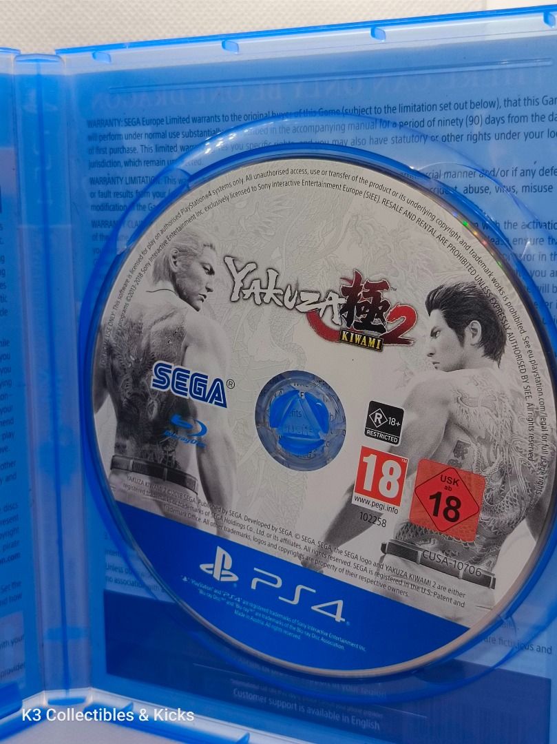 PS4 Game - Yakuza Kiwami 2 (Category: PlayStation) located in Bacoor. Submitted by k3collectiblesandkicks (Listing ID 1465995799, Image 3). Description: Ps4 Games - For Sale Only Yakuza Kiwami 2 Pre-owned, first owner of the game Disc and cd case in excellent condition, almost brand new No issues on the game disc No trade/swap Can send a video for proof and updated pictures upon buyer's request PM for clarifications and transaction No lowballing 