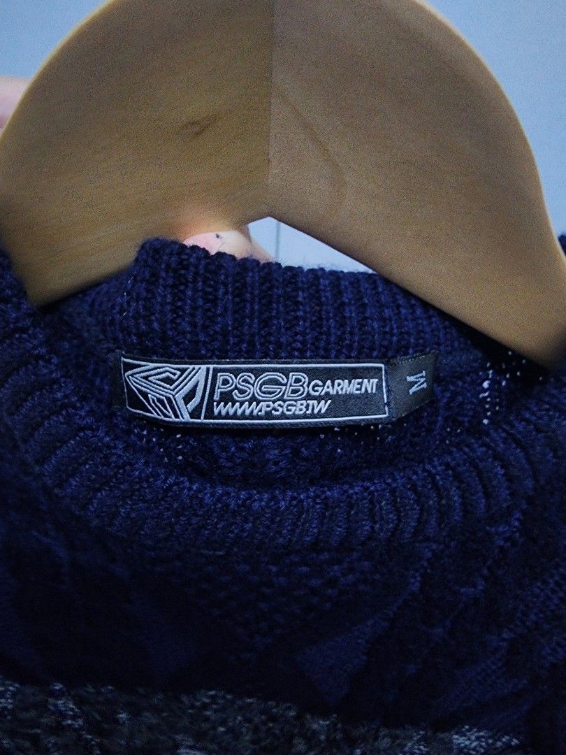 PSGB Garment ombre cable knit sweater Size M (Category: Coats, Jackets and Outerwear) located in Manila. Submitted by ybn15 (Listing ID 1466122017, Image 2). Description: - Brand: PSGB (Taiwan Brand) - Size: M - Design: Blue and grey gradient across body and sleeves - Material/Texture: Thick textured cable knit - Details: Ribbed cuffs and collar - Condition: Great piece for colder weather (autumn or winter wear). Pristine condition. Wear only thr