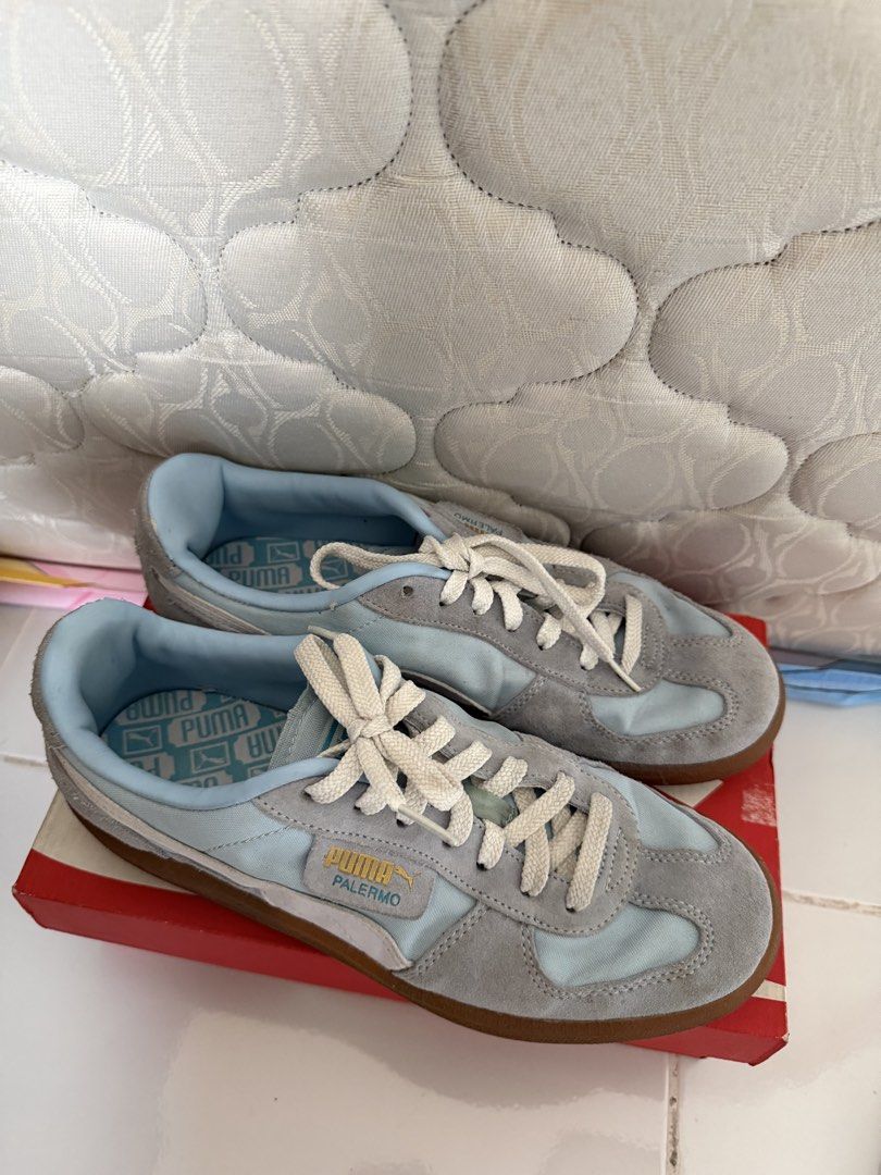 Puma Palermo (Category: Sneakers) located in San Pedro. Submitted by ashleycake (Listing ID 1465994759, Image 1). Description: Puma Palermo Light Blue Size 8.5 Lightly Used No issue & box.