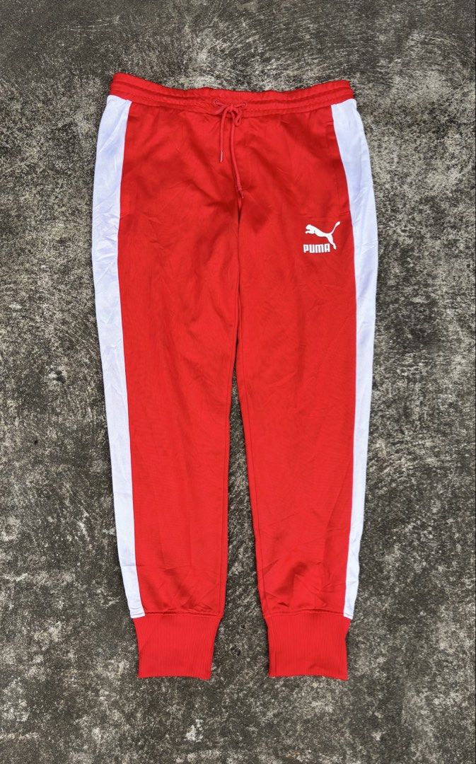 Puma Red Track Pants XXL White Side Stripes (Category: Joggers) located in Naga. Submitted by ajrc.shop (Listing ID 1466094924, Image 1). Description: PUMA Iconic T7 Track Pants ✅Size: 2XL ✅Width: 36-40 ✅Length: 40.5 ✅Color Rate: 9.8/10 ✅Issue: None ✅Need Wash ✅Location: Bicol Naga City, Camarines Sur ✅Courier: J&T Express/Flash Express ✅MOP: Gcash only.