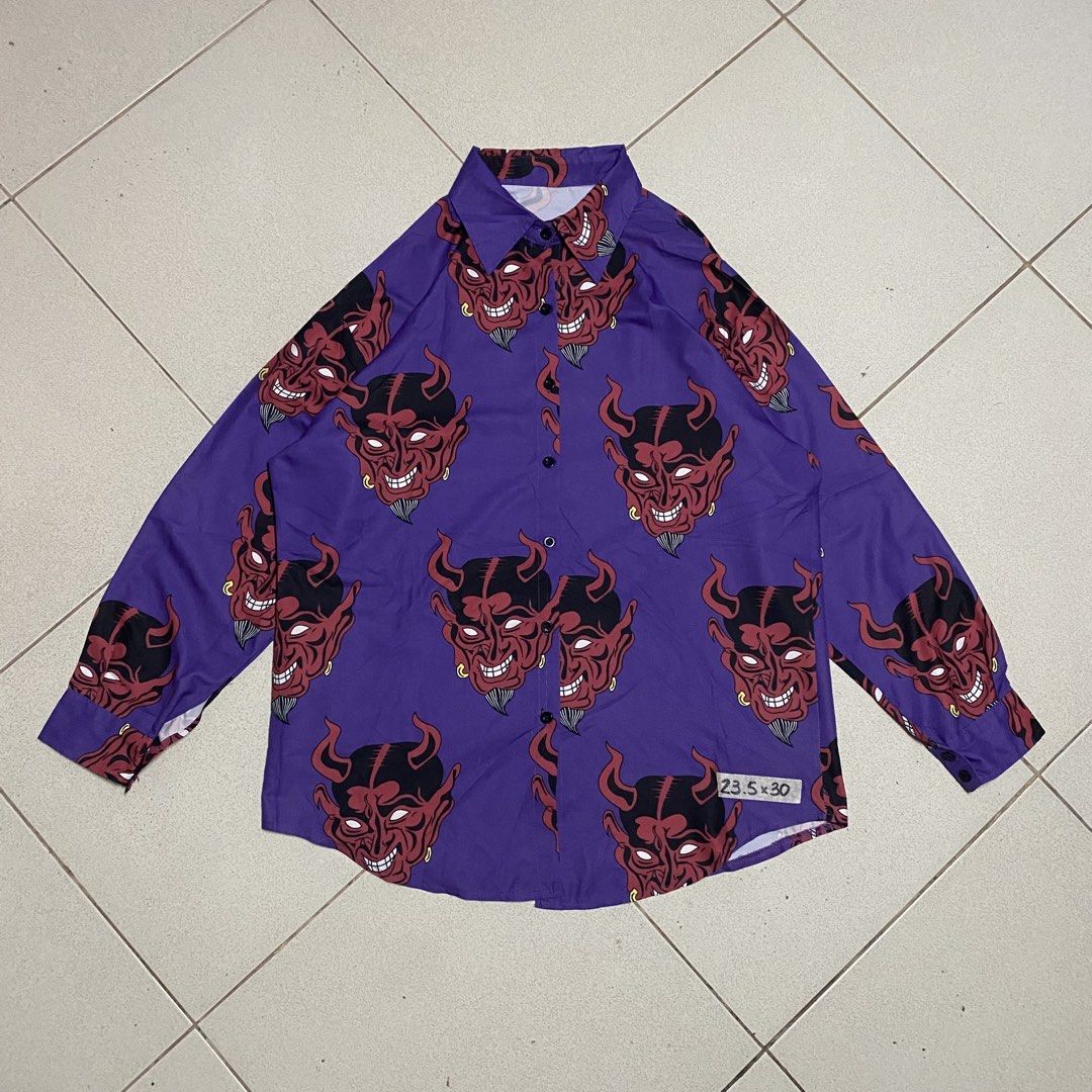 purple red devil aop button down (Category: Formal Shirts) located in Taguig. Submitted by xi_xxix1129 (Listing ID 1466080263, Image 1). Description: xl frame 23.5x30 excellent sana check nyo pics issues-runs 199php +sf no cod taguig location 📩📩📩.