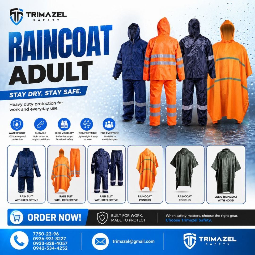RAIN COAT ADULT (Category: Looking For) located in Paranaque City. Submitted by buynowbilikanow (Listing ID 1465969581, Image 1). Description: ✅ Guaranteed lowest price ✅ Quality products ✅ Big discount for bulk orders ✅ 100% LEGIT TRUSTED SUPPLIER! ✅ With Complete Legal Documents ✅ BIR Registered We Supply All Kinds Of PPE Supplies, Raincoat, Hard Hat, Cooler Box, Plastic Trash Bin, Road Barriers, Kayak Boats, Crystal Kayak, Traffic Cone, T-Boll
