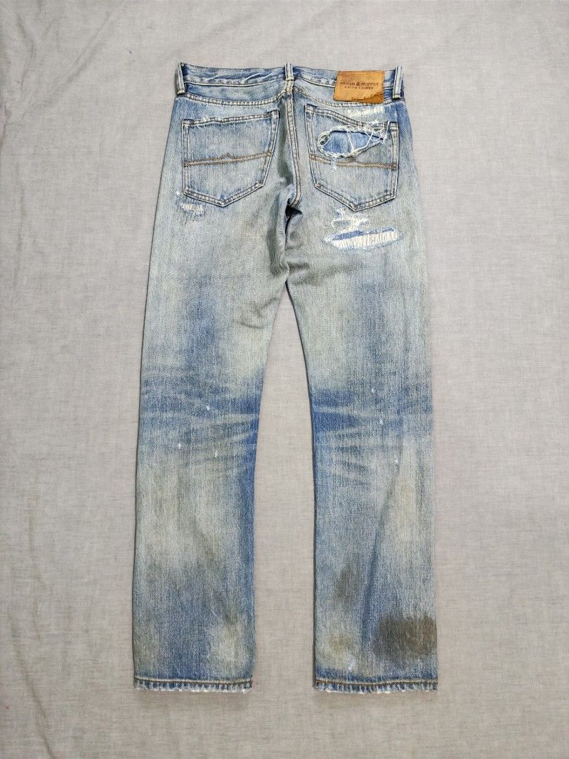 Ralph Lauren denim & supply distressed jeans (Category: Jeans) located in Baguio. Submitted by used_clothing2600 (Listing ID 1466038151, Image 2). Description: Ralph Lauren denim & supply distressed jeans slim size 29 verygood condition measurements waist 16 inches front rise 10 thigh 11 inseam 30 knee 9 length 40 leg opening 7 P 1,000.