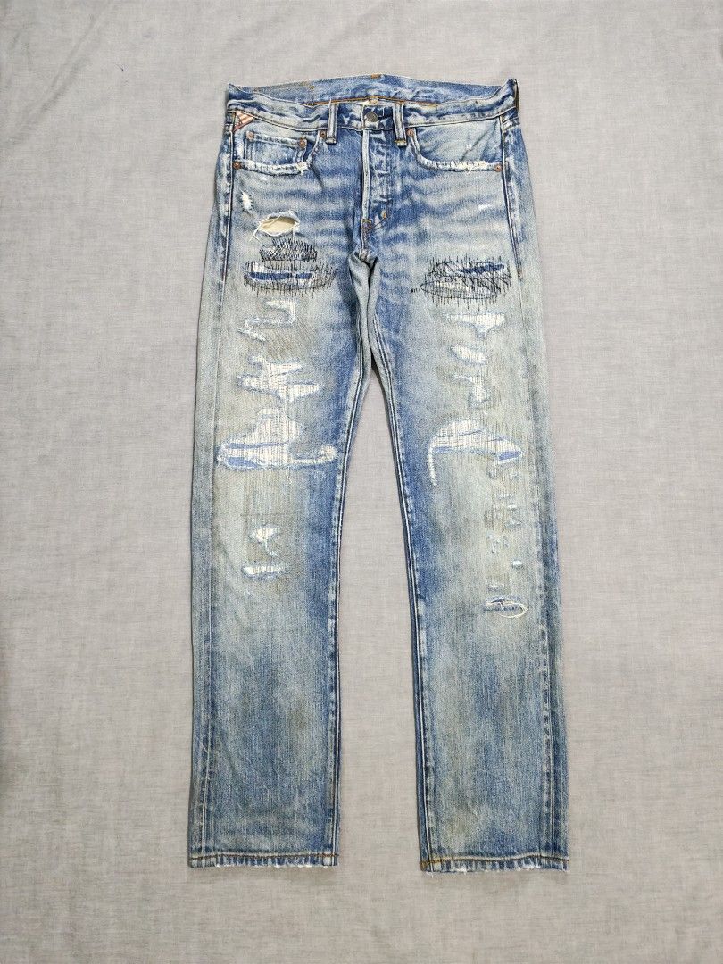 Ralph Lauren denim & supply distressed jeans (Category: Jeans) located in Baguio. Submitted by used_clothing2600 (Listing ID 1466038151, Image 1). Description: Ralph Lauren denim & supply distressed jeans slim size 29 verygood condition measurements waist 16 inches front rise 10 thigh 11 inseam 30 knee 9 length 40 leg opening 7 P 1,000.