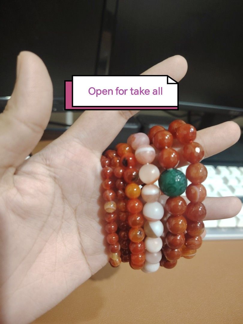 Red Agate (Nanhong) Bracelets Collection (Category: Bracelets) located in Caloocan City. Submitted by cherishedfinds (Listing ID 1466102719, Image 2). Description: - Real stone (Nanhong) - Open for take all for only 2000 ✨ -Bundle price also available 😍 - Note: Some beads may have slight imperfections in shape, roundness, or surface details. These are normal characteristics. - Spent 500, get a freebie 🎁 You may add items from my other listings 