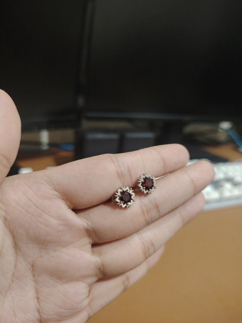 Red Garnet Ring and Earring Set [January Birth Stone] (Category: Earrings) located in Caloocan City. Submitted by cherishedfinds (Listing ID 1466105076, Image 2). Description: - Garnet stone earring set (January Birthstone) - S925 post earrings (₱350)& titanium steel ring (₱300) - Bundle price for only ₱600 w/ box - Spent 500, get a freebie 🎁 You may add items from my other listings 💯 Note: Minimum spend of ₱300 is required for ship out of your