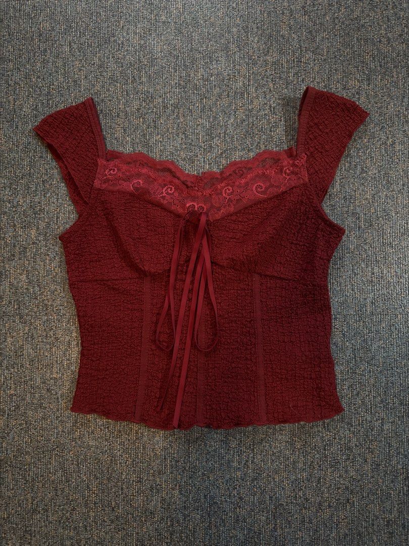red lace shein top (Category: Blouses) located in Rizal. Submitted by wornbyparis (Listing ID 1466049300, Image 2). Description: .