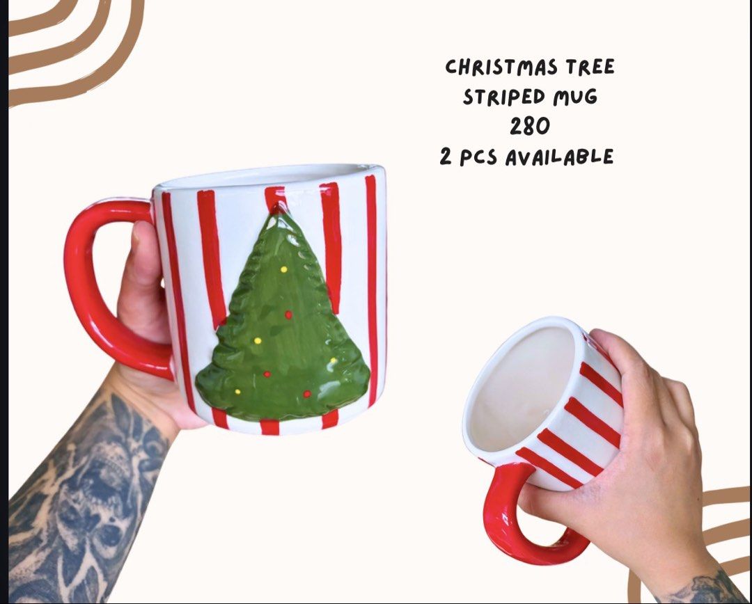 Red Striped Christmas Tree Mug (Category: Coffee & Tea Tableware) located in Pasig City. Submitted by homeyvibesph (Listing ID 1466148678, Image 1). Description: .