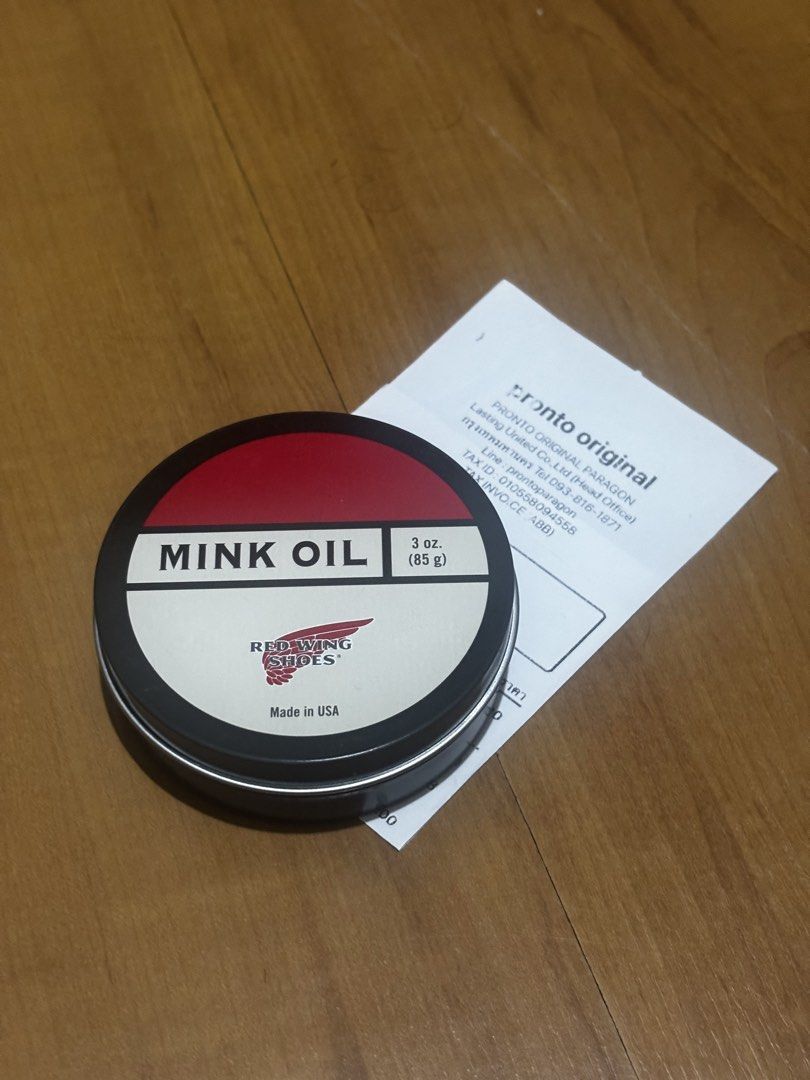 Red Wing Mink Oil 3 oz 85g (Category: Shoe inserts & accessories) located in Manila. Submitted by knshkho (Listing ID 1466086296, Image 1). Description: - Brand: Red Wing - Item: Mink Oil Conditioner Tin - Size: Standard 3 oz / 85 grams - Condition: Brand new, unopened in original packaging slip - Source: Purchased directly from Pronto Original - Benefits: Keeps leather boots well-conditioned and fully waterproof RFS: unused redwing mink oil boug