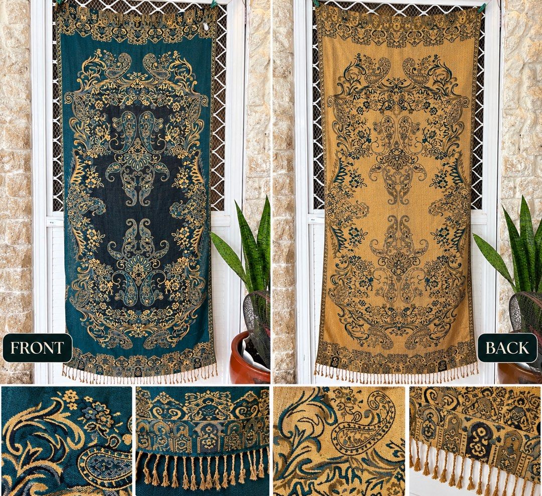 reversible paisley-patterned pashmina-style shawl (Category: Scarves) located in San Fernando. Submitted by dntjapansurpluselyu (Listing ID 1466027610, Image 1). Description: .