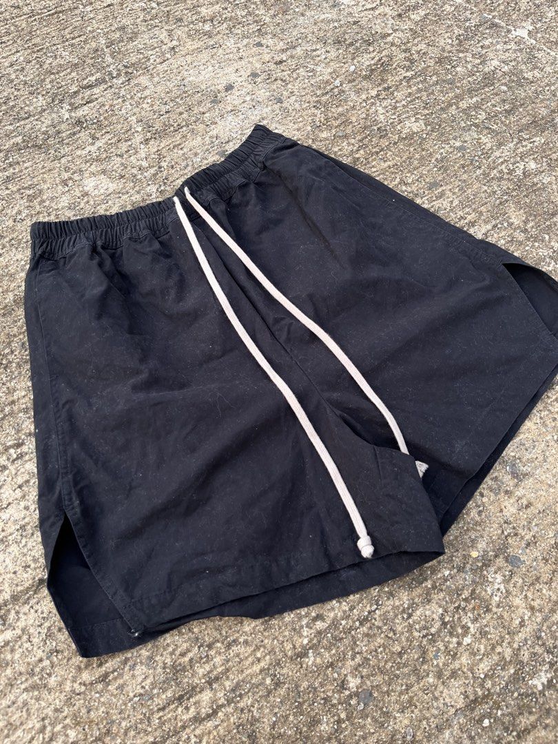 Rick Owens SUBHUMAN Black Drawstring Shorts (Category: Shorts) located in Candelaria. Submitted by excommunicado_ (Listing ID 1466069949, Image 2). Description: Rick Owens SUBHUMAN Black Drawstring Shorts Size small on tag Dimensions: Waistline - 26” to 32” Length - 19.5” Front rise - 15” Inseam - 4.5” Thigh - 12” Leg opening - 13” Excellent condition No issue Note: Feel free to ask questions before purchasing .