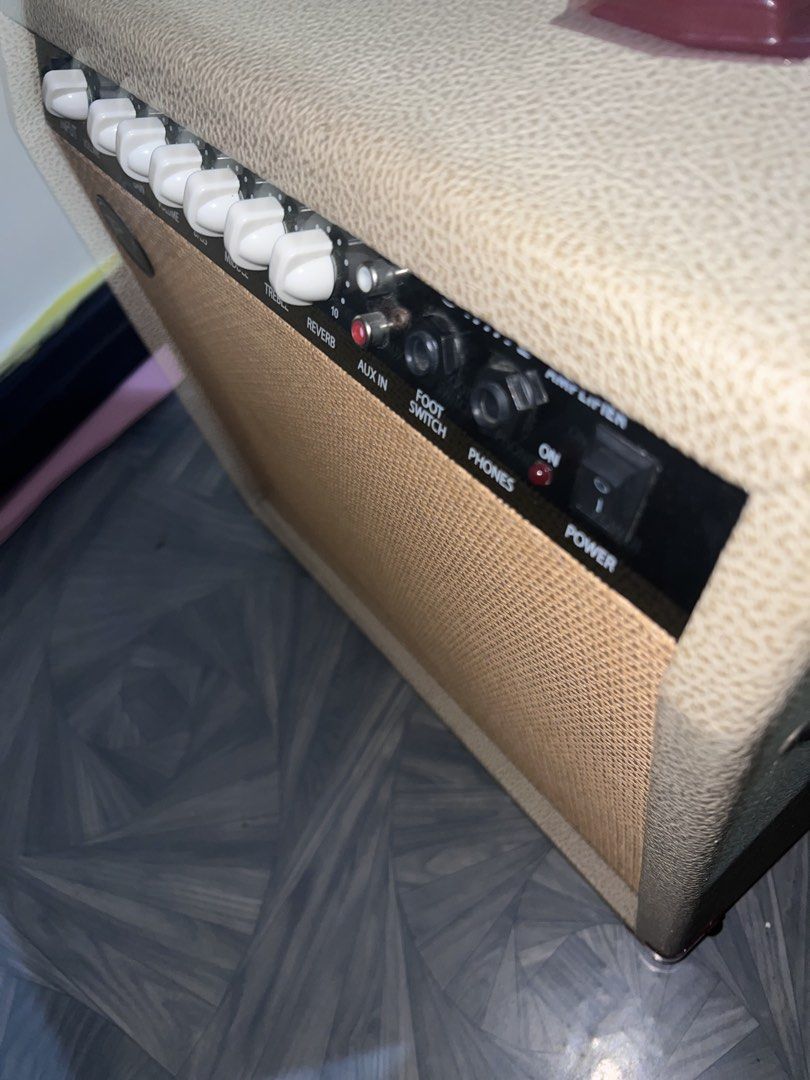 RJ Sound Wave Guitar Amplifier (Category: Musical Instruments) located in Bacoor. Submitted by rskab_26 (Listing ID 1466099504, Image 2). Description: Title: RJ Soundwave Electric Guitar Combo Amplifier (Tweed Style) Price: ₱4,500 (Negotiable) Description: Selling my RJ Soundwave electric guitar combo amplifier in classic beige/tweed casing. Great versatile practice amp for home practice, jam sessions, or small gigs! Key Specs & Features: Power O