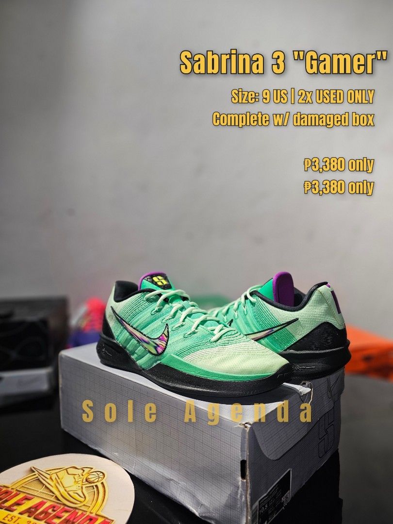 Sabrina 3 "Gamer" (Category: Sneakers) located in Manila. Submitted by ejjjjj09 (Listing ID 1466133070, Image 1). Description: ⚡SALE or TRADE + CASH⚡ Sabrina 3 "Gamer" Size: 9 US | 2x USED ONLY Complete with damaged box ₱3,380 only ₱3,380 only Payment First (No COD / No COP) 📍 Pin: Sole Agenda 🤝 Meetup: Townsville Sabang, Dasmariñas, Cavite 📦 Shipping: Lalamove or J&T #SoleAgenda #OriginalShoes #AuthenticShoes #BasketballShoes #fypシ.