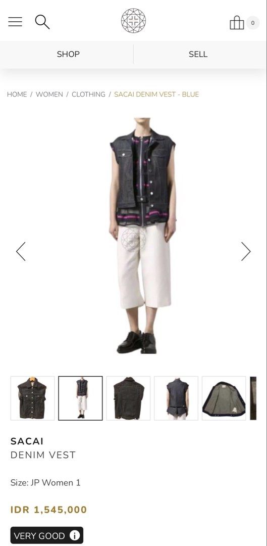 Sacai Denim Vest (Category: Activewear) located in Bacoor. Submitted by southhustlaaaaa (Listing ID 1466115114, Image 1). Description: Sacai Denim Vest size:2 on tag length: 22 inches width: 17 inches issue:none❌ excellent condition .