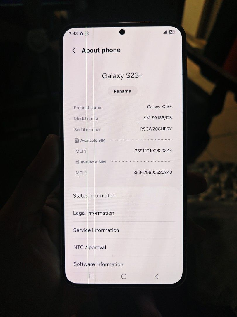 Samsung s23 plus 512gb 5g (Category: Samsung) located in Malabon City. Submitted by haileysmit70567 (Listing ID 1465956998, Image 2). Description: 11,5 Original samsung s23 plus 5g 512gb sya not 128 or 256! Rare NOT FE! Gaming and super ganda phone Flagship bago pa Snapdragon 8 gen 2 Ntc dual sim openline both Makinis 512gbrom 8gbram Dynamic AMOLED 2X, 120Hz, HDR10+, 1200 nits (HBM), 1750 nits (peak) fingerprint Issue: line issue common s samsung
