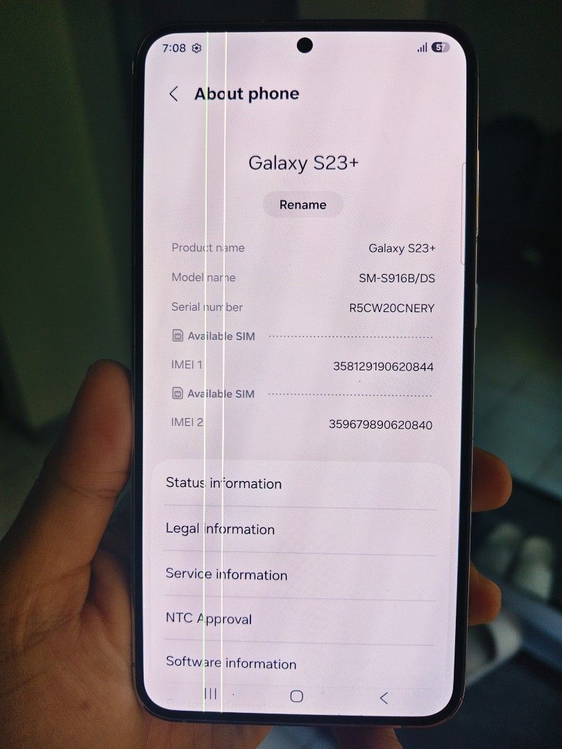 Samsung s23 plus 5g (Category: Samsung) located in Manila. Submitted by yhinyhang (Listing ID 1465956760, Image 3). Description: 10,990 Original samsung s23 plus 5g 512gb sya not 128 or 256! Rare NOT FE! Gaming and super ganda phone Flagship bago pa Snapdragon 8 gen 2 Ntc dual sim openline both Makinis 512gbrom 8gbram Dynamic AMOLED 2X, 120Hz, HDR10+, 1200 nits (HBM), 1750 nits (peak) fingerprint Issue: line issue common s samsung, all good.