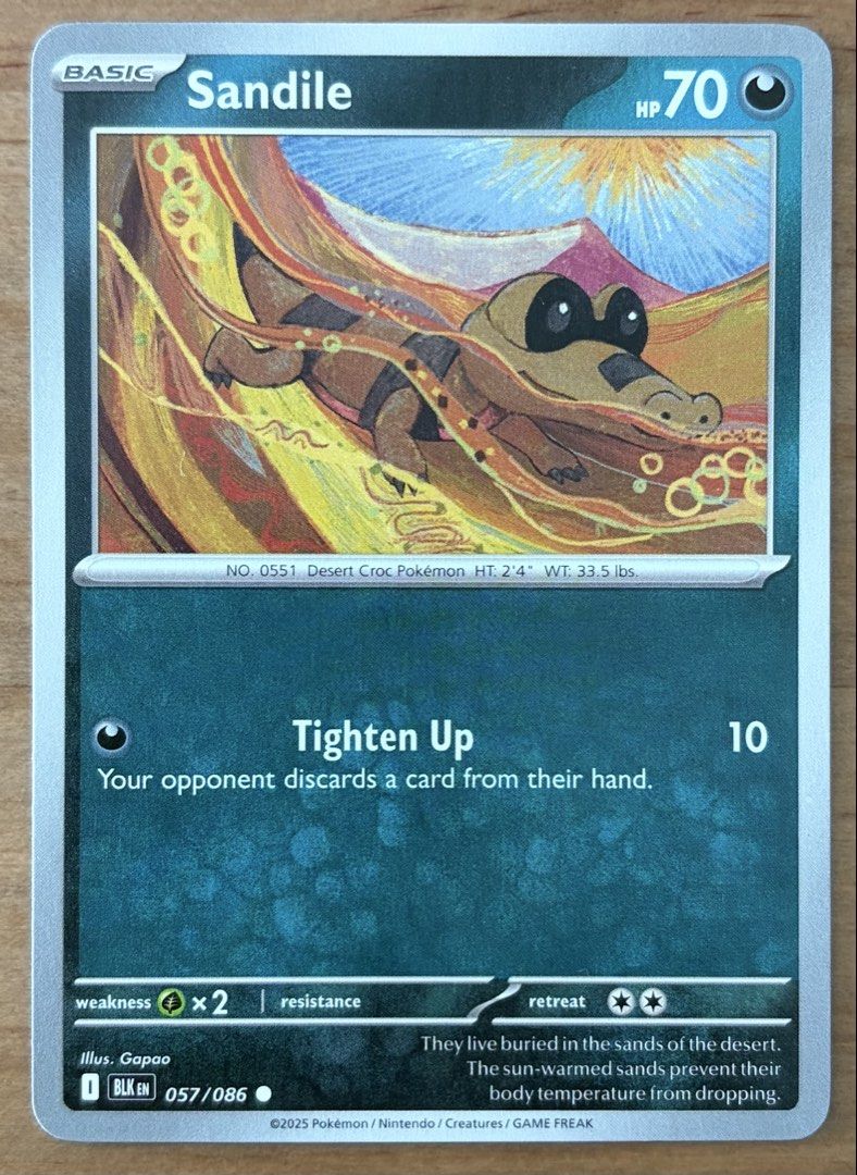 Sandile | Pokemon Cards ~ Black Bolt (Category: Raw Singles) located in Makati City. Submitted by cardlab (Listing ID 1465980336, Image 1). Description: Items are 💯 authentic/original/legit. About The Card: •Language: EN • Number: 057/086 • Common • Normal FOR: • Cards ₱99 and below with Card Sleeves • Cards ₱100 and up with Card Sleeves and Used Toploader • ₱10 for Bnew Tops Packaging (If Shipping): ✔️ Plastic cover ✔️ Cardboard ✔️ Bubble wrap 