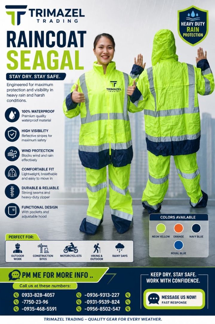 SEAGAL RAIN COAT (Category: Looking For) located in Paranaque City. Submitted by buynowbilikanow (Listing ID 1465960617, Image 1). Description: ✅ Guaranteed lowest price ✅ Quality products ✅ Big discount for bulk orders ✅ 100% LEGIT TRUSTED SUPPLIER! ✅ With Complete Legal Documents ✅ BIR Registered We Supply All Kinds Of PPE Supplies, Raincoat, Hard Hat, Cooler Box, Plastic Trash Bin, Road Barriers, Kayak Boats, Crystal Kayak, Traffic Cone, T-Bol