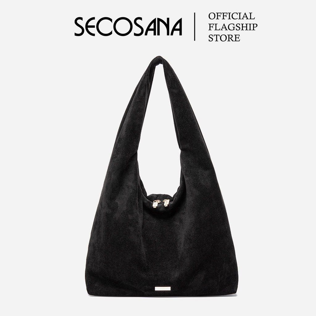 Secosana Mercer Large Black Shoulder Bag (Category: Shoulder Bags) located in Digos. Submitted by itseller03 (Listing ID 1466151961, Image 1). Description: NEVER BEEN USED - Already out of stock in the market. - Brand/Model: Secosana Mercer Large Shoulder Bag - Material & Finish: Sleek black suede texture - Hardware: Elegant gold-tone accents and minimalist front branding plate - Capacity: Roomy hobo silhouette with great space for daily essentia