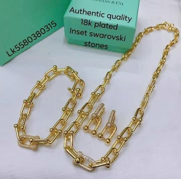 Set (Category: Bracelets) located in Manila. Submitted by celstainlessjewelry (Listing ID 1466098932, Image 3). Description: Set with no stone Hypoallergenic quality No faded Non tarnish With box paper bag.